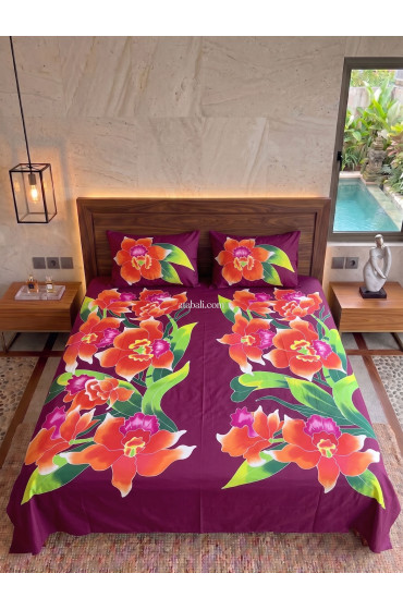 Hand Painted Rayon Bedsheet Set King Size Hand Painted Rayon Bedsheet Set King Size